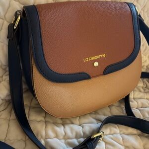 Liz Claiborne Brown and Tan Saddle Crossbody Bag